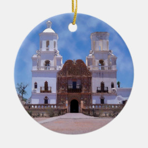 San Xavier del Bac Mission - Tucson, AZ Ceramic Tree Decoration