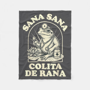 Sana Sana Colita De Rana Cute Frog Design  Fleece Blanket