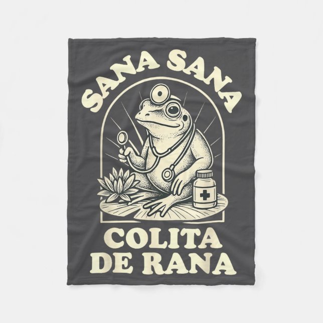 Sana Sana Colita De Rana Cute Frog Design  Fleece Blanket (Front)