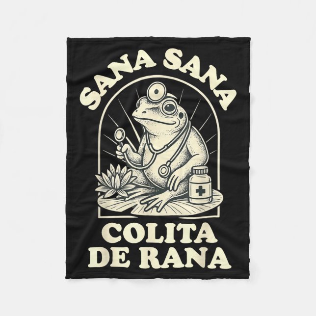 Sana Sana Colita De Rana Cute Frog Design  Fleece Blanket (Front)