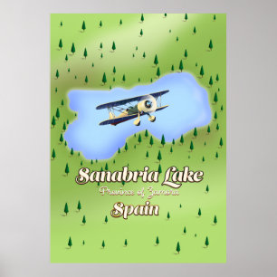 Sanabria Lake Spain travel Map. Poster