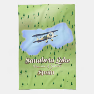 Sanabria Lake Spain travel Map. Tea Towel