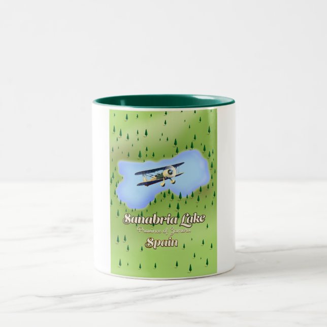 Sanabria Lake Spain travel Map. Two-Tone Coffee Mug (Center)