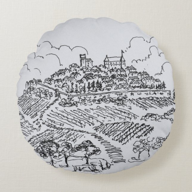 Sancerre Vineyards | Loire Valley, France Round Cushion (Front)