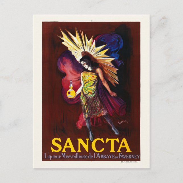 Sancta Liqueur France Vintage Poster 1925 Postcard (Front)