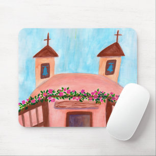 Sanctuario de Chimayo Church Colorful Watercolor Mouse Mat