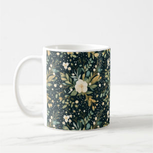Sanctuary and Self-Love Spa Dark Green Floral Coffee Mug