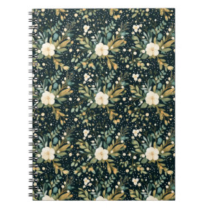 Sanctuary and Self-Love Spa Dark Green Floral Notebook