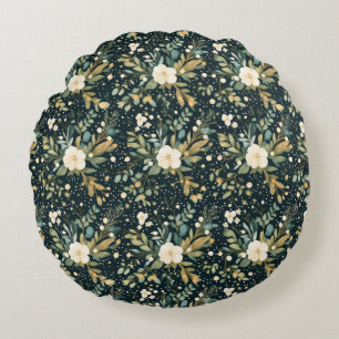 Sanctuary and Self-Love Spa Dark Green Floral Round Cushion