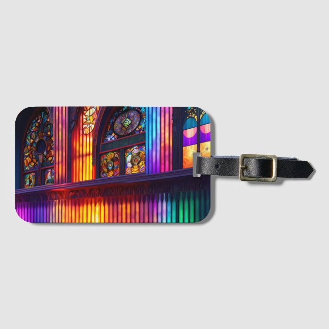 Sanctuary | Rainbow Church Artistic Luggage Tag (Front Horizontal)