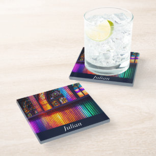 Sanctuary Rainbow Church Personalised Glass Coaster