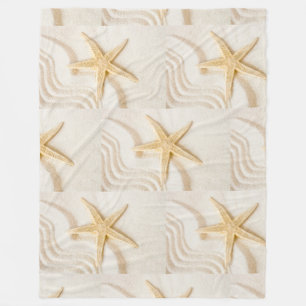 Sand and a Starfish natural neutral colour Fleece Blanket