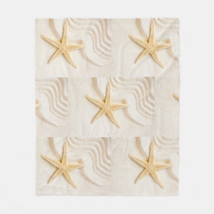 Sand and a Starfish natural neutral colour  Fleece Blanket