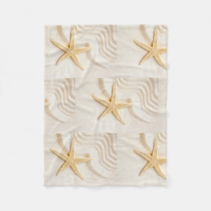 Sand and a Starfish natural neutral colour Fleece Blanket