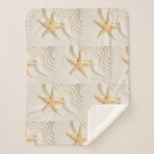 Sand and a Starfish natural neutral colour  Sherpa Blanket