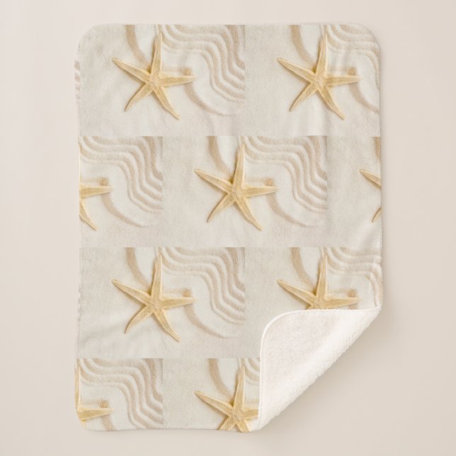 Sand and a Starfish natural neutral colour  Sherpa Blanket (Front)