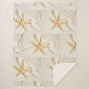 Sand and a Starfish natural neutral colour  Sherpa Blanket