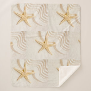 Sand and a Starfish natural neutral colour Sherpa Blanket