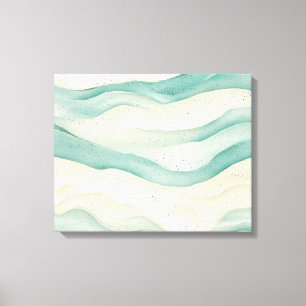 Sand And Aqua Watercolor Abstract Ribbon Canvas Print