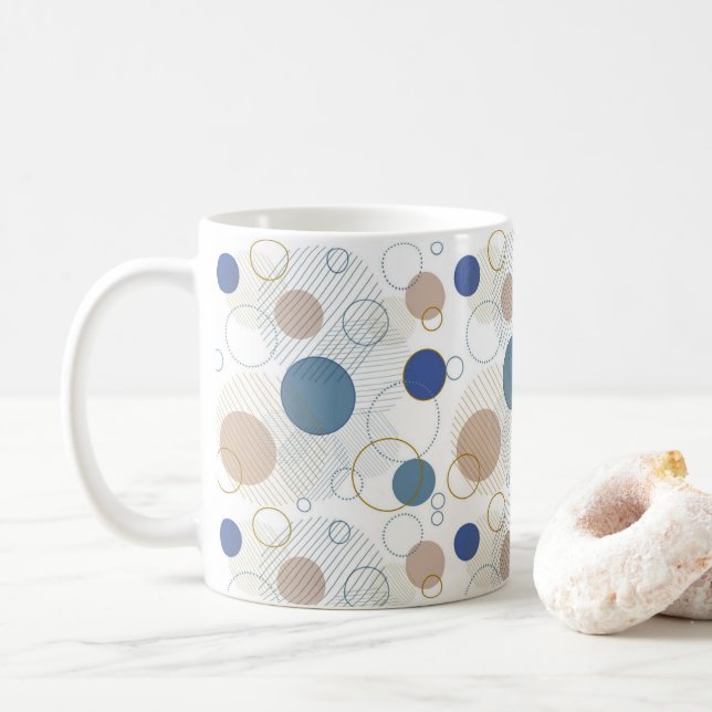 Sand and Blue Beach Colour Dots Coffee Mug (With Donut)