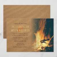 Sand and Fire Bonfire Beach Wedding Invitations