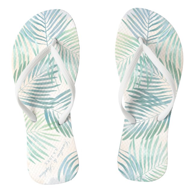 Sand and Palms Beach Wedding Bridal Party Flip Flops (Footbed)