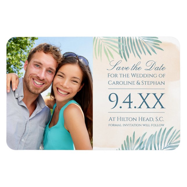 Sand and Palms Beach Wedding Magnet (Horizontal)