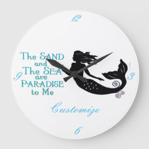 Sand and Sea Beach Mermaid Thunder_Cove Large Clock