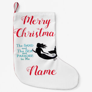 Sand and Sea Beach Mermaid Thunder_Cove Small Christmas Stocking
