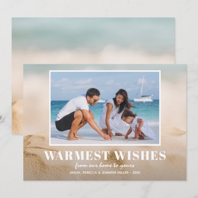 Sand and Sea Beach Photo Christmas Holiday Card (Front/Back)