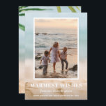 Sand and Sea Beach Photo Christmas Holiday Card<br><div class="desc">Share your favourite beach vacation photo or warm weather photo with our blurred sand and seas Christmas holiday card with your message in chic white text. Select Matte for heaviest paper and high definition for best print quality.</div>