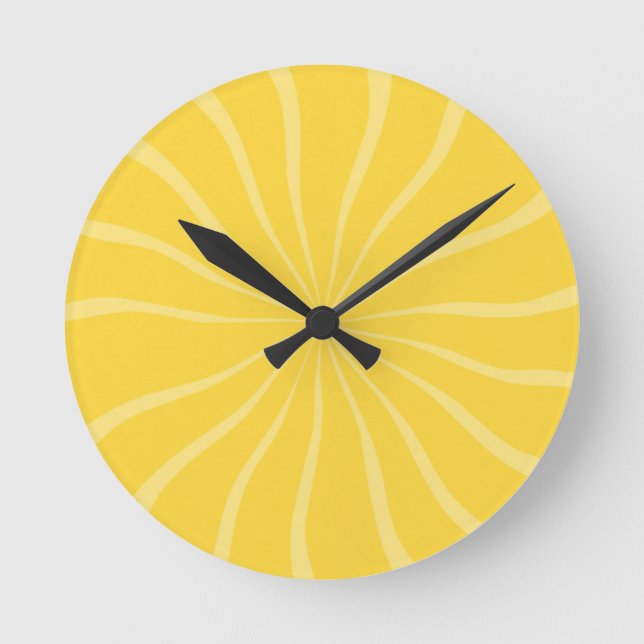 SAND AND SEA BRIGHT YELLOW SUNSHINE SUN RAYS SUMME ROUND CLOCK (Front)