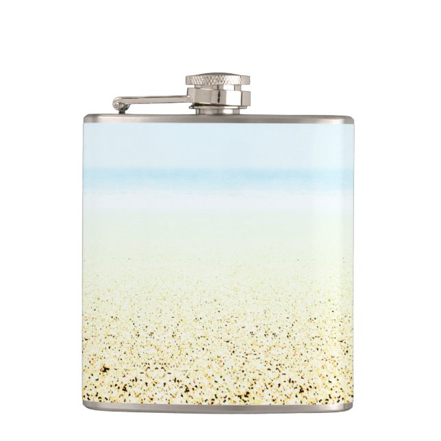 Sand and Sea Calm Coastal Hip Flask (Front)