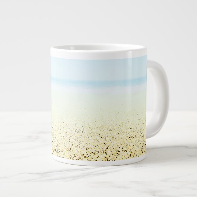 Sand and Sea Calm Coastal Large Coffee Mug (Front Right)