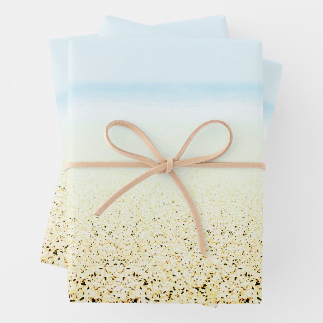 Sand and Sea Calm Coastal Wrapping Paper Sheet (In situ)