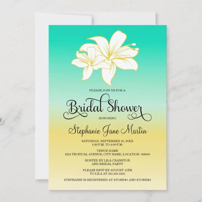 Sand and Sea Colour Ombre Bridal Shower Invitation (Front)