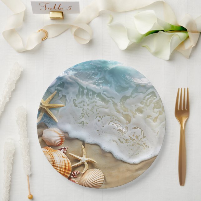 Sand and Sea Paper Plate (Wedding)