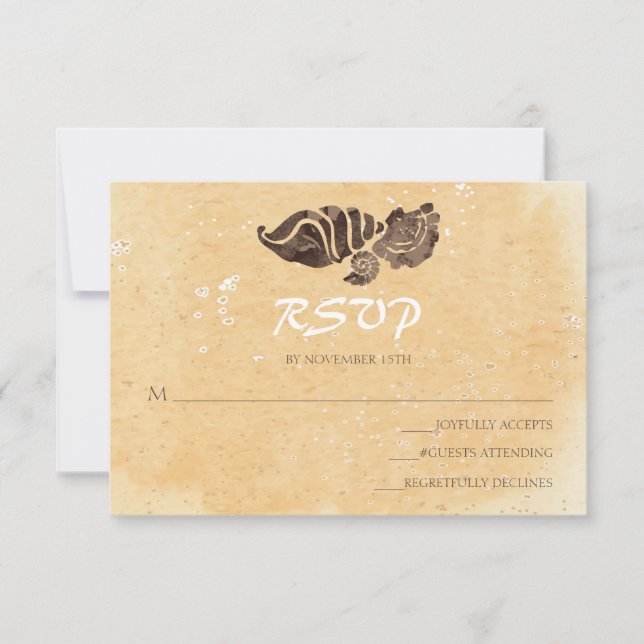 Sand and Sea Shells/Beach Wedding RSVP (Front)