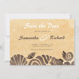 Sand and Sea Shells/Beach Wedding-Save the Date Save The Date