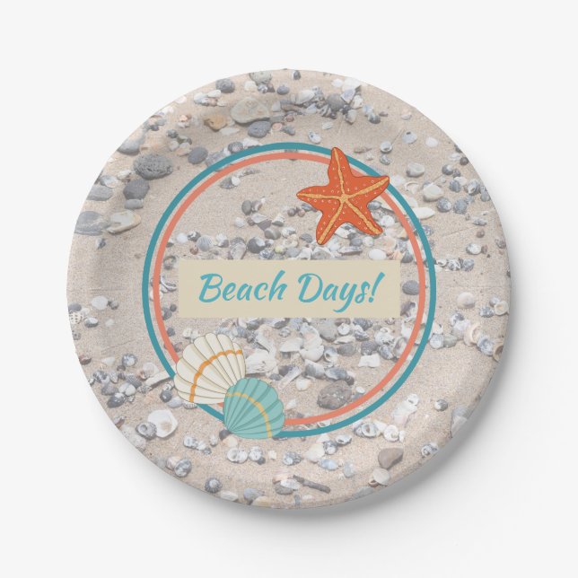 Sand and Sea Shells Paper Plate (Front)