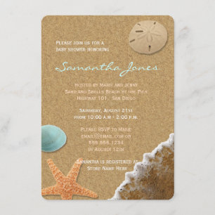 Sand and Shells Beach Baby Shower Invite