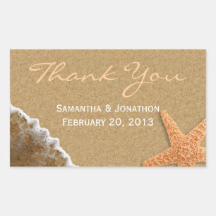 Sand and Shells Beach Theme Wedding Thank You Rectangular Sticker