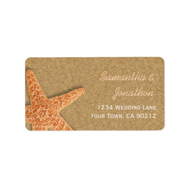 Sand and Shells Starfish Beach Theme Label (Front)