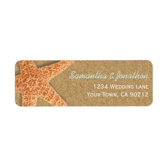Sand and Shells Starfish Beach Theme Return Address Label