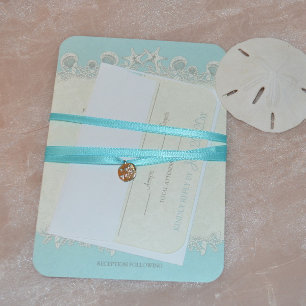 Sand and Stars Shell Garland Wedding Invitation