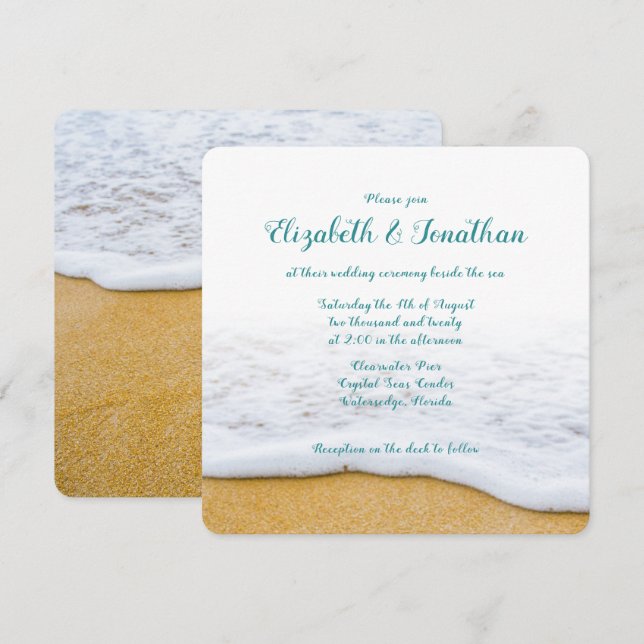 Sand and Surf Casual Wedding Ceremony Invitation (Front/Back)