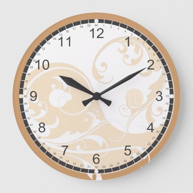 Sand and White Yin & Yang Large Clock (Front)