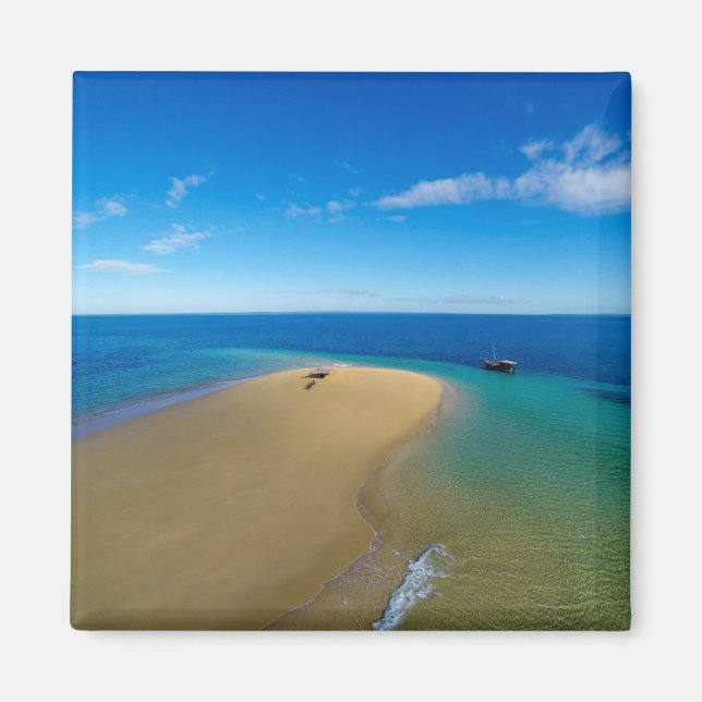 Sand Bar And Dhow | Ibo Island, Mozambique Magnet (Front)