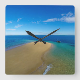 Sand Bar And Dhow   Ibo Island, Mozambique Square Wall Clock
