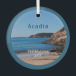 Sand Beach Acadia National Park Glass Tree Decoration<br><div class="desc">Sand Beach Acadia National Park Glass Ornament.
The first stop on the Acadia National Park Loop is Sand Beach. Personalise this Beautiful high resolution image with your Family Name,  and the year you visited.</div>